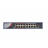 Hikvision Сетевой неуправляемый коммутатор 16 RJ45 100M PoE, 8 портов с высоким приоритетом; DS-S1816P(B)