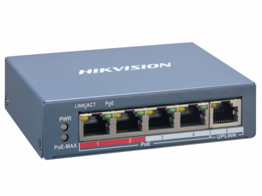 Фотография товара 'Hikvision L2, Смарт-управляемый, 4 10/100M RJ45 PoE-порт, 1 10/100M RJ45 порт, DS-3E1105P-EI'