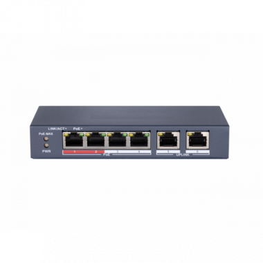 Фотография товара 'Hikvision Сетевой неуправляемый коммутатор 4 RJ45 100M PoE, DS-S604P'