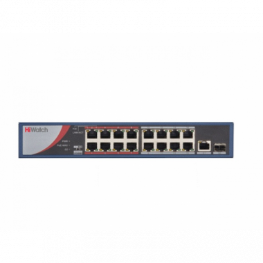 Фотография товара 'Hikvision Сетевой неуправляемый коммутатор 16 RJ45 100M PoE, 8 портов с высоким приоритетом; DS-S1816P(B)'