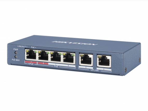 Фотография товара 'Hikvision 4 RJ45 100M PoE с грозозащитой 6кВ DS-3E0106HP-E'