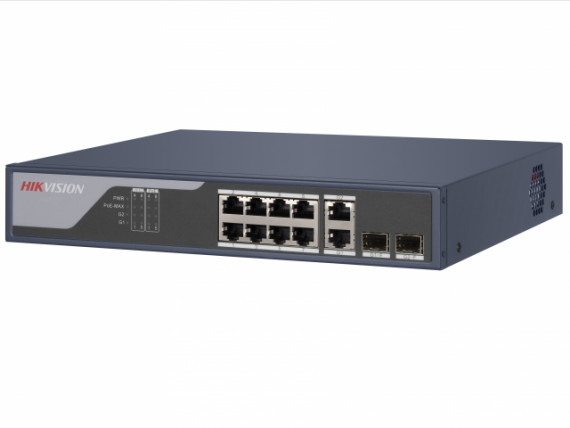 Фотография товара 'Hikvision L2, Смарт-управляемый, 8 10/100M RJ45 PoE-порт, 2 Gigabit combo порт, DS-3E1310P-SI'