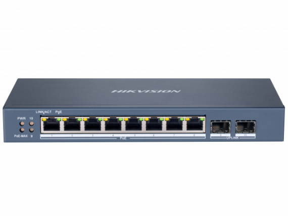 Фотография товара 'Hikvision L2, Смарт-управляемый, 8 1000M RJ45 PoE-порт, 2 Gigabit combo порт, DS-3E1510P-SI'