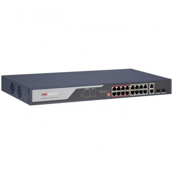 Фотография товара 'Hikvision DS-3E0318P-E(C ) PoE Сетевой коммутатор, профессиональная серия | Интерфейс: PoE 16?RJ45'